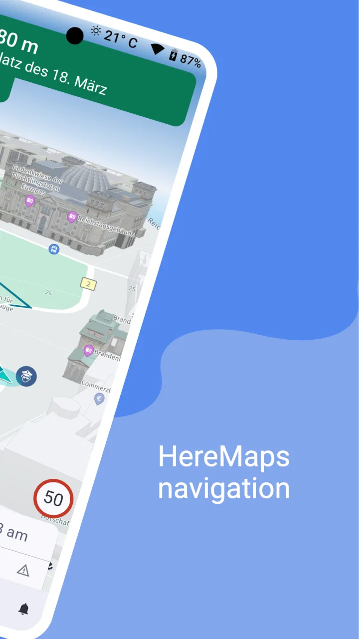 Nawigacja HERE Maps z budynkami 3D w AutoZen